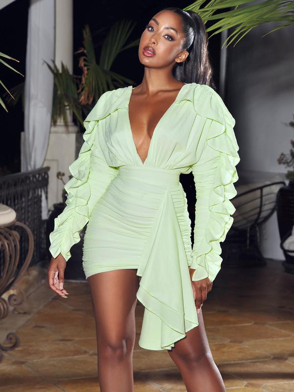 Kimora Ruffle Dress - Lime