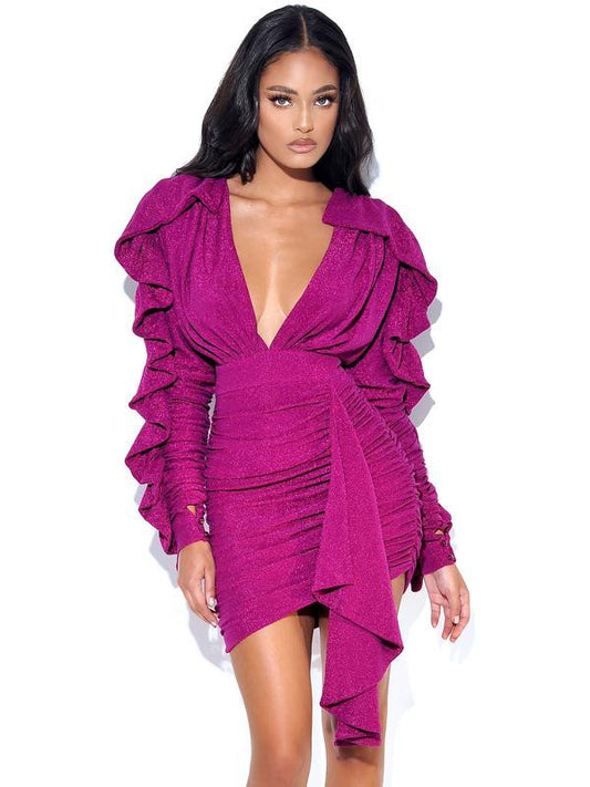 Kimora Ruffle Dress - Fuchsia