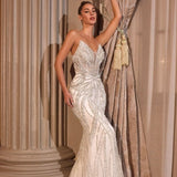 couture dress Strapless crystal beaded fit-and-flare gown with sheer contour bodice and sweep train —  Atlanta showroom.”
“Close-up of linear crystal beadwork over layered tulle — (CC0688W).”
“Side view of fit-and-flare silhouette with subtle train —  