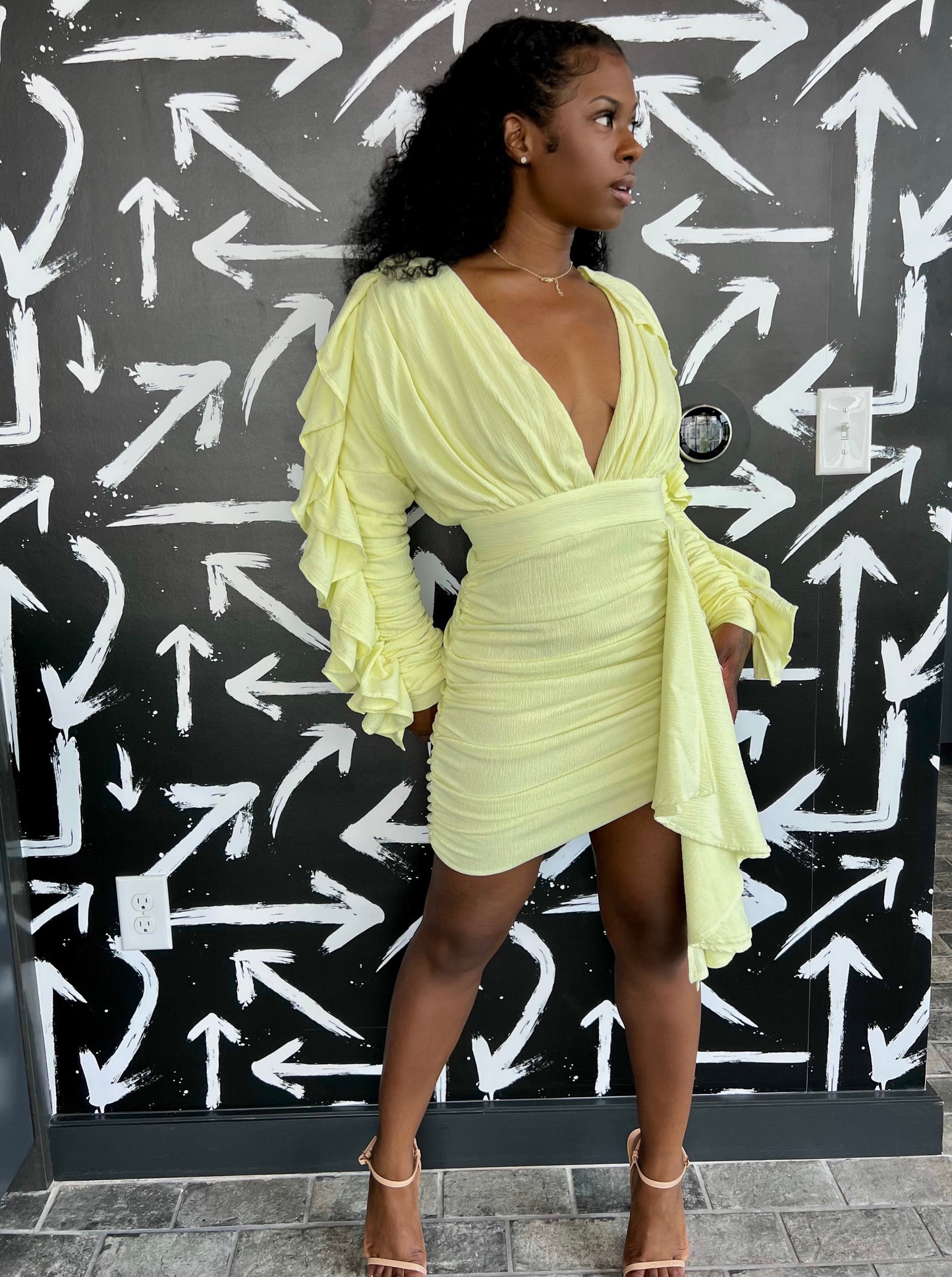 Kimora Ruffle Dress - Yellow